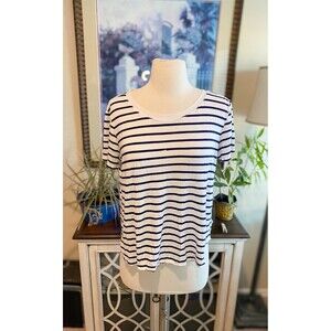 Oasis Navy & White Striped Tee – Size M